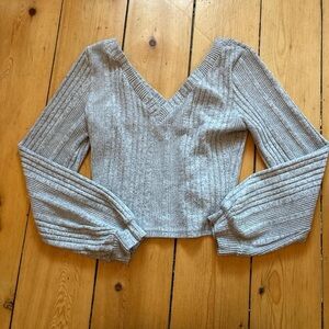 SHEIN Light Gray Ribbed Knit Top